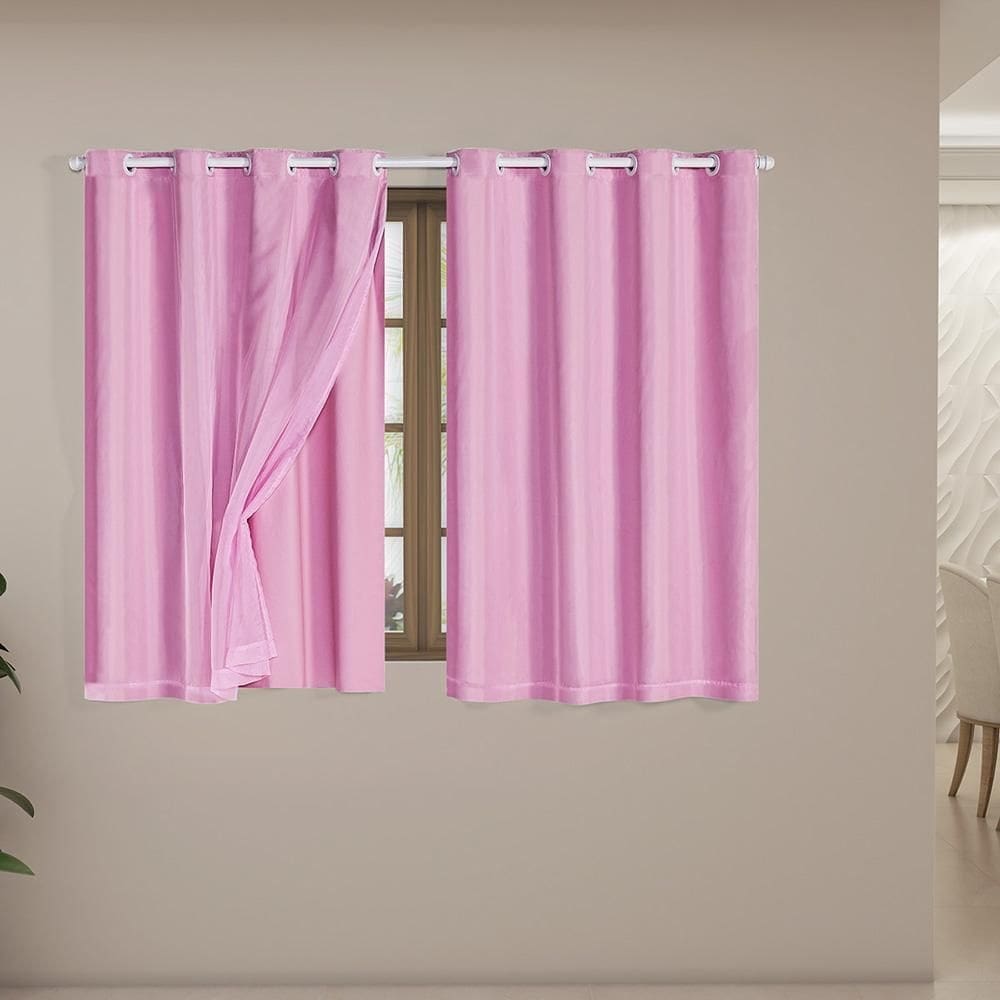 Cortina Blackout Voil 2,80X1,60 Corta Luz Sala Quarto Rosa