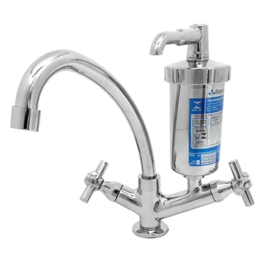 Torneira filtro cozinha purificador metal cromada bancada