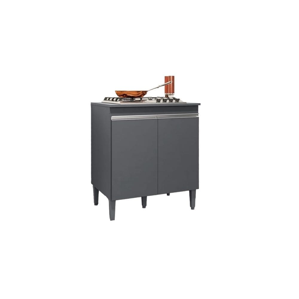 Balcão Gabinete Cooktop Andréia Cinza C/Tampo - AJL Móveis