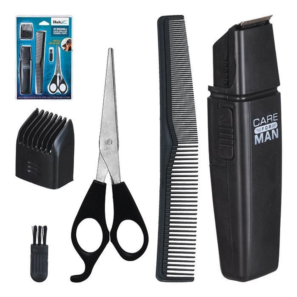 Maquina De Cortar Cabelo A Pilha Com Tesoura E Pente