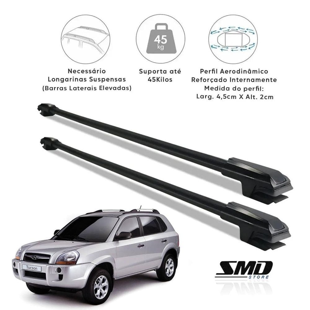 Rack travessa de teto hyundai tucson 2004 a 2017 preto preto especifico