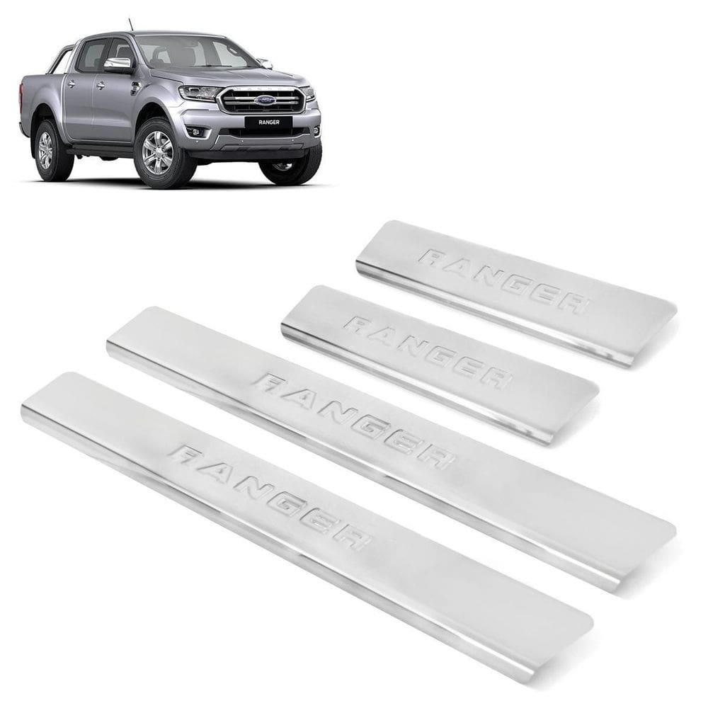 Soleira inox cromada alto relevo ranger cabine dupla 2022