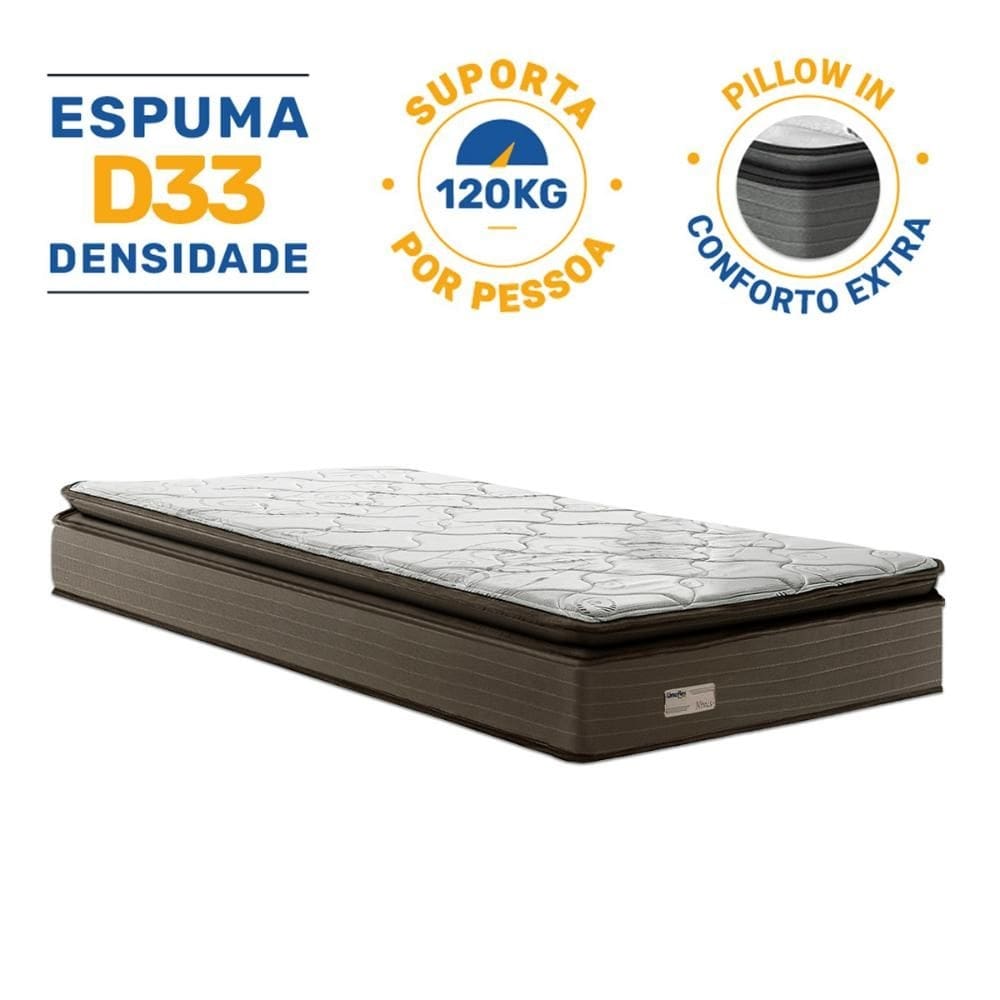 Colchão Nivus Espuma D33 Com Pillow Top Solteiro 88cm