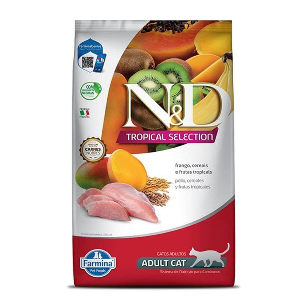 Ração seca n&d tropical selection frango, cerais e frutas
