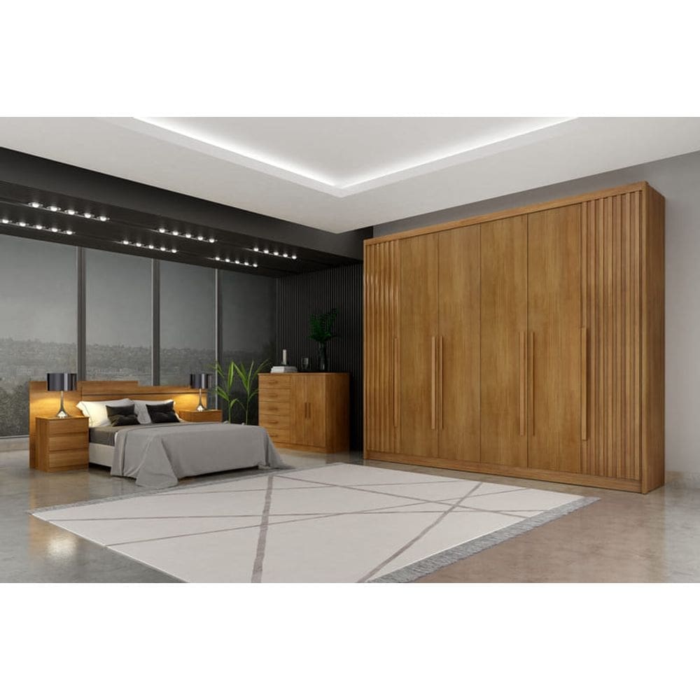 Guarda Roupa Casal 6 Portas 8 Gavetas - Orfeus Ripado-Cumaru - Móveis Novo Horizonte