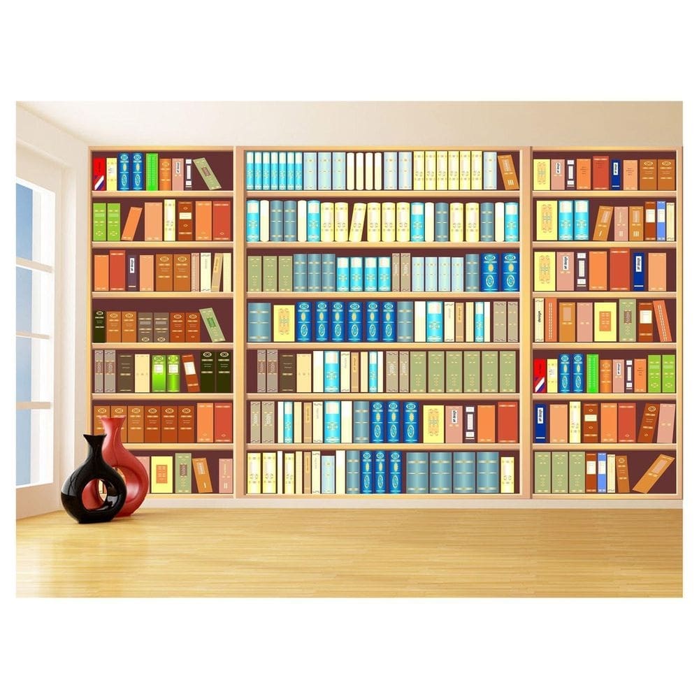 Papel De Parede 3D Estante De Livros Desenhados 3,5M Est15