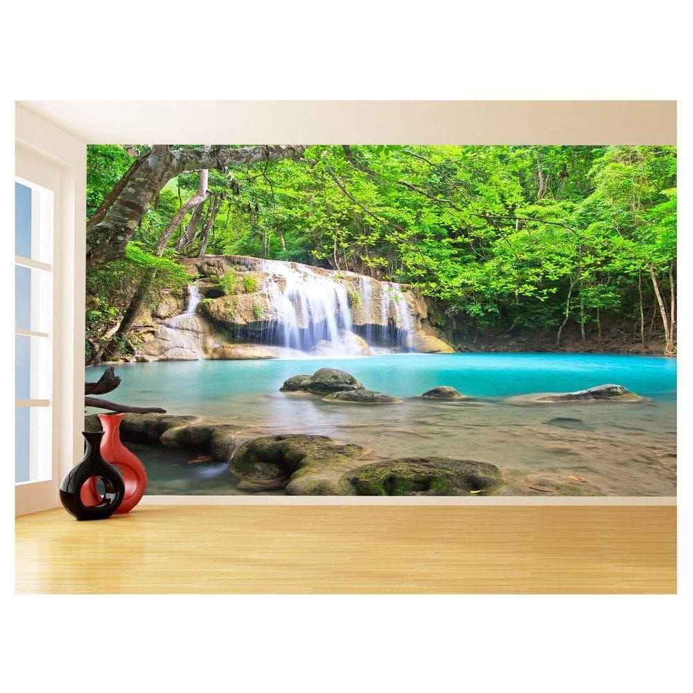 Papel De Parede 3D Paisagem Cachoeira Florestas 3,5M Nch226