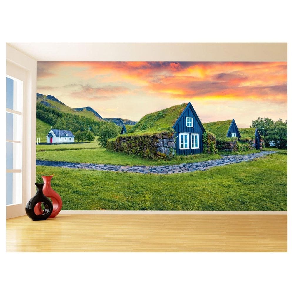 Papel De Parede 3D Cidade Antiga Telhado Musgo 3,5M Cda94