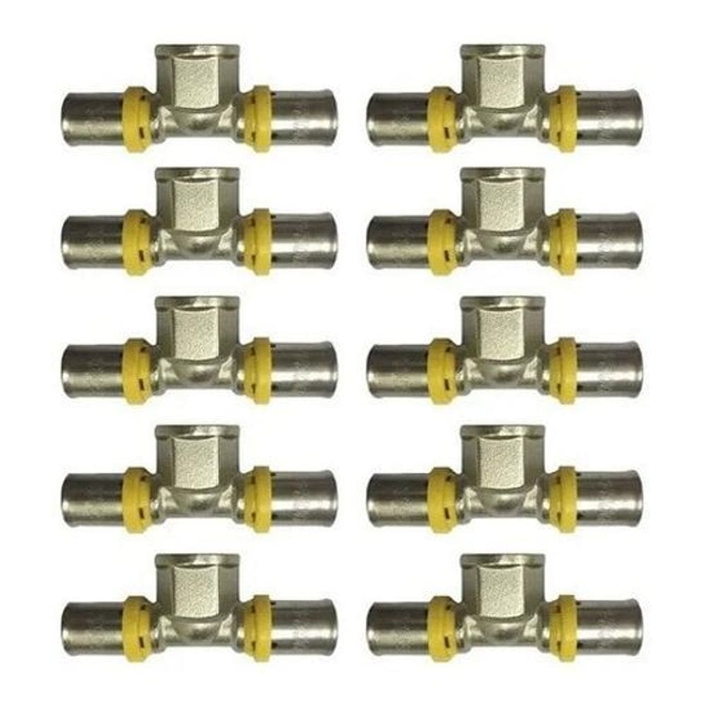Kit 10 conector te pex multicamadas gás 16 x 1/2 i x 16mm