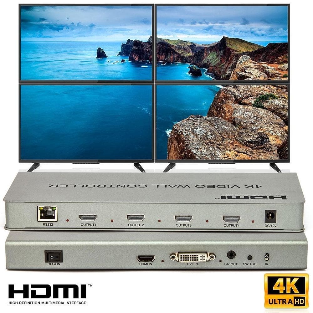Vídeo wall 2x2 hdmi - 4k controlador - cirilo cabos