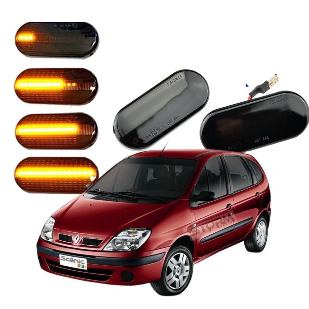Par de pisca sequencial seta dinâmica renault scenic luz led