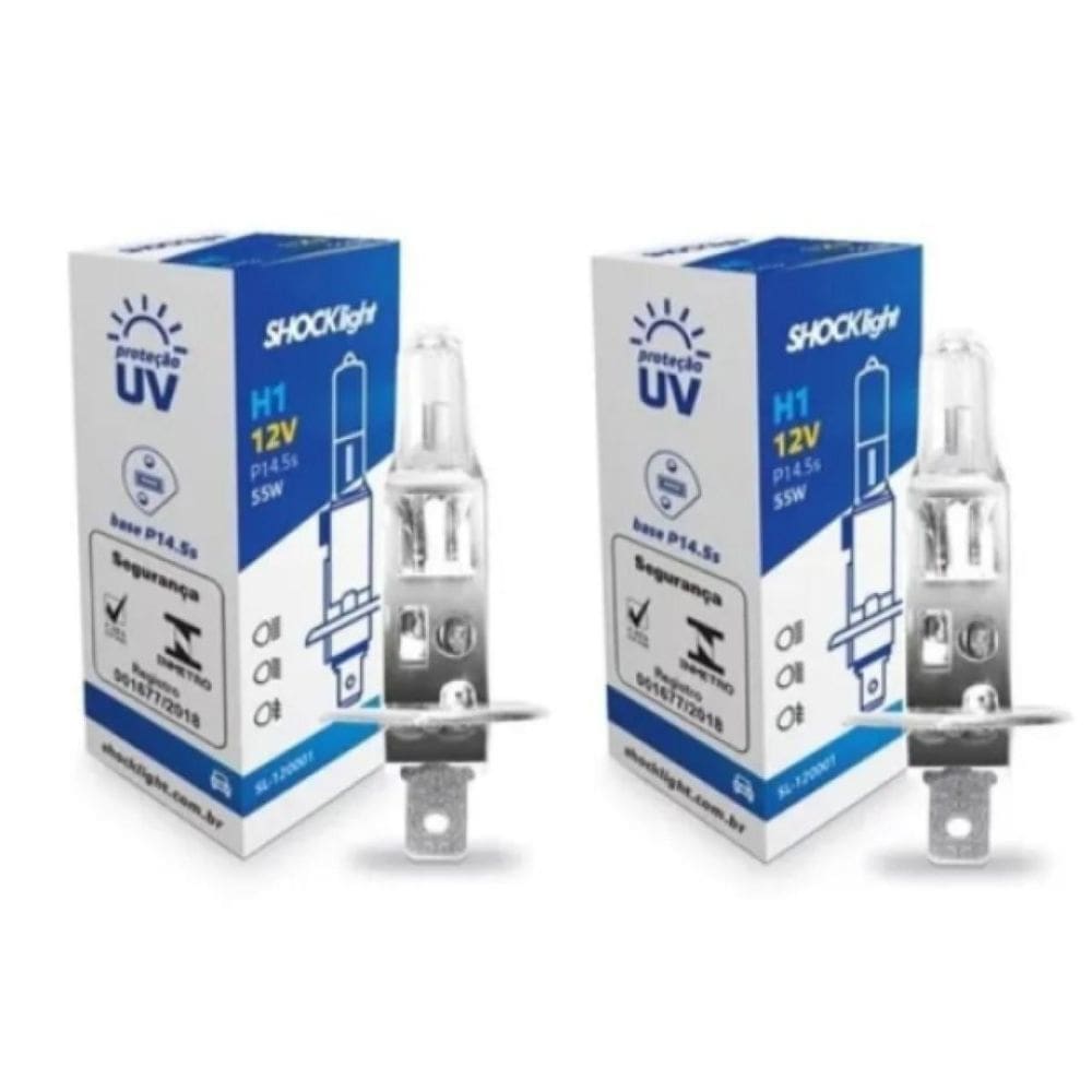 Par lâmpada halogena shocklight h1 12v 55w p14.5s farol alto