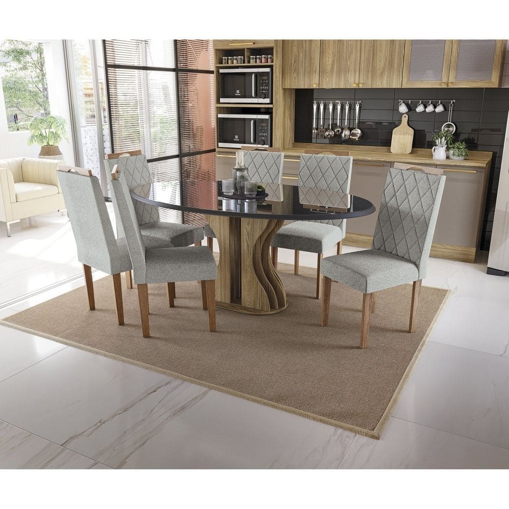 Tampo de Mesa de Jantar Com Vidro 180x105 Preto