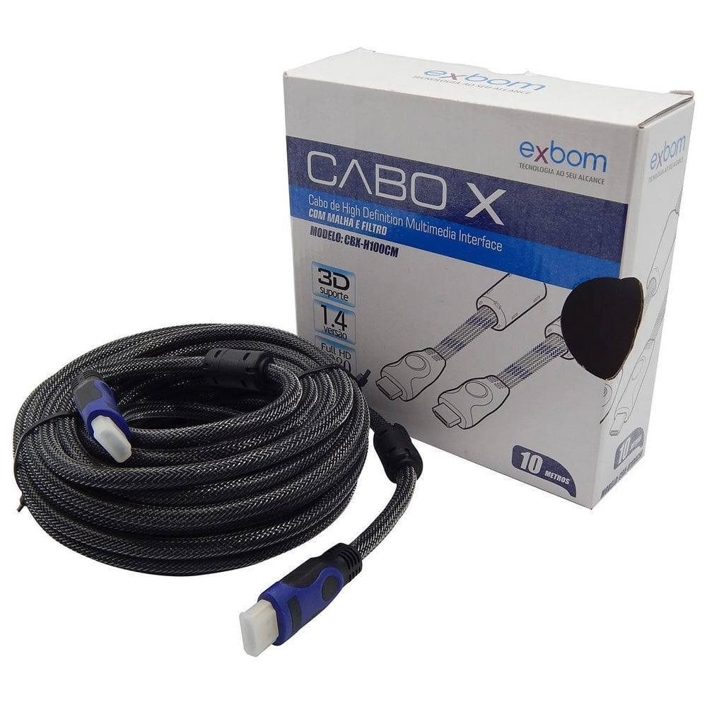Cabo hdmi x hdmi com filtro 1.4 3d 10 mts