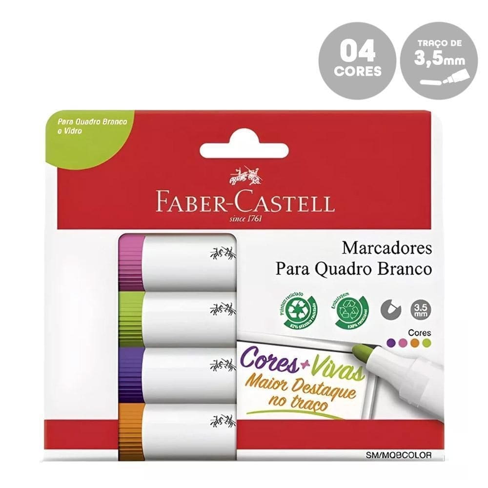 Marcador de quadro branco 4 cores faber castell