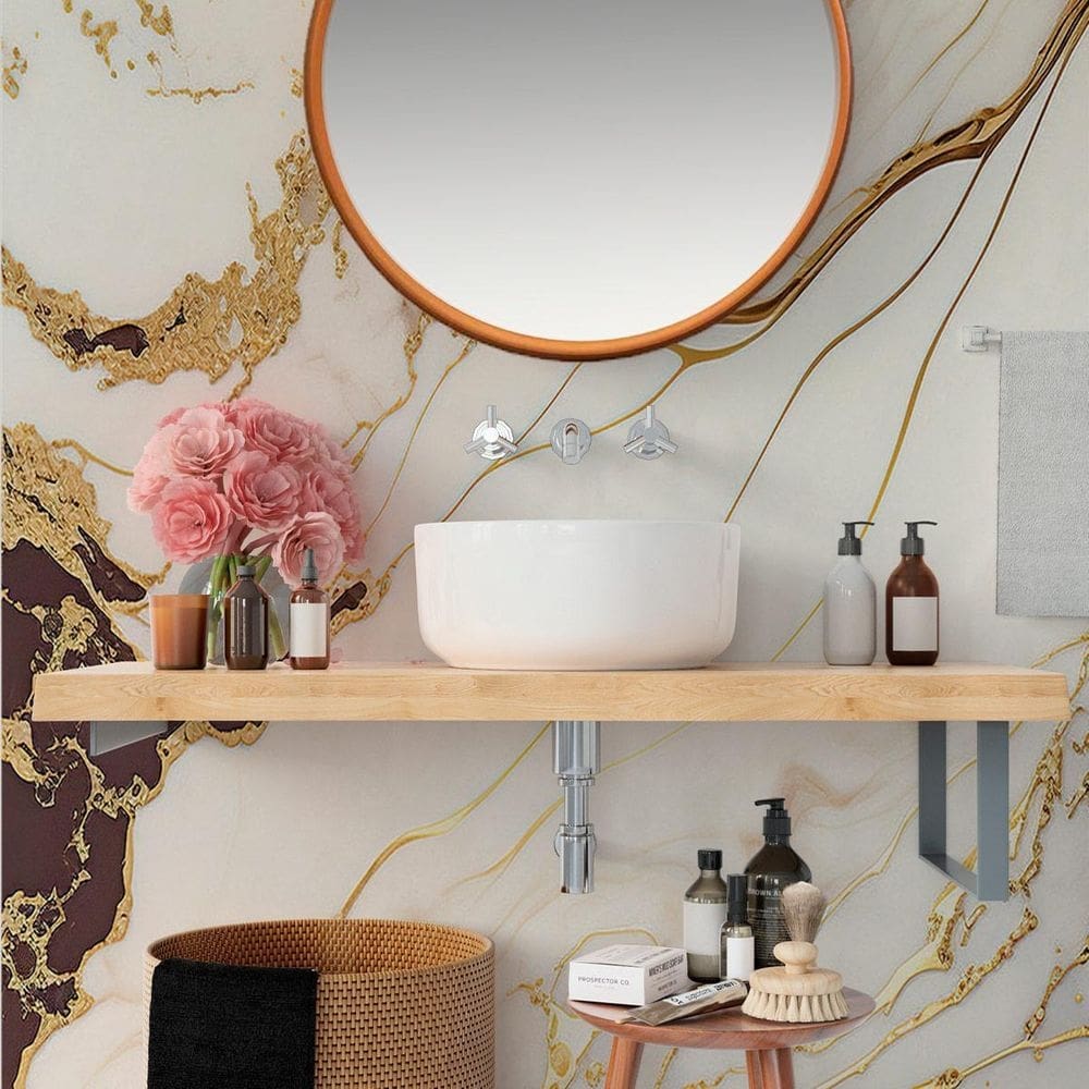 Papel de parede painel 3d mármore branco brilho viníl 1,5m