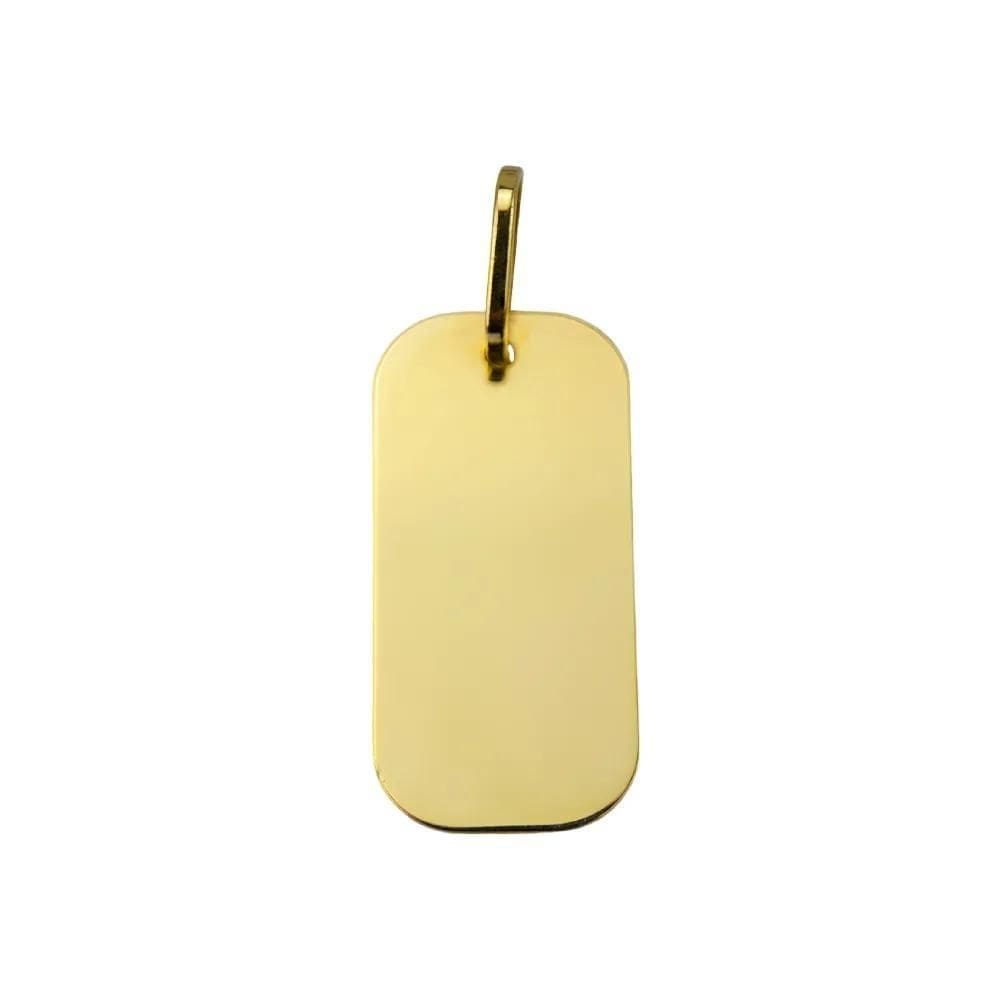 Pingente placa retangular ouro 18k - amuleto 2,5cm x 12mm