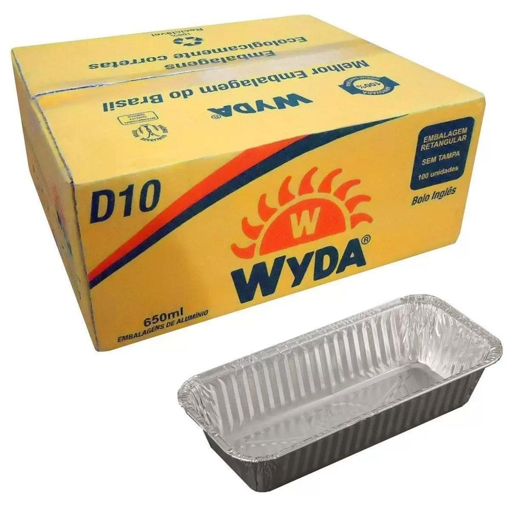 Assadeira aluminio retangular d10 wyda bolo sem tampa 650ml