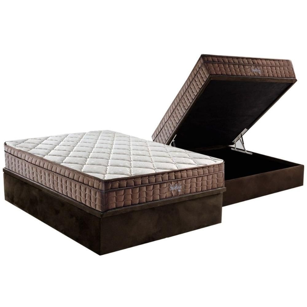 Cama Box Baú Solteiro: Colchão Anatômico Anjos D28 / AG65 Anjos Star+ Base CRC Suede Brown(88x188)
