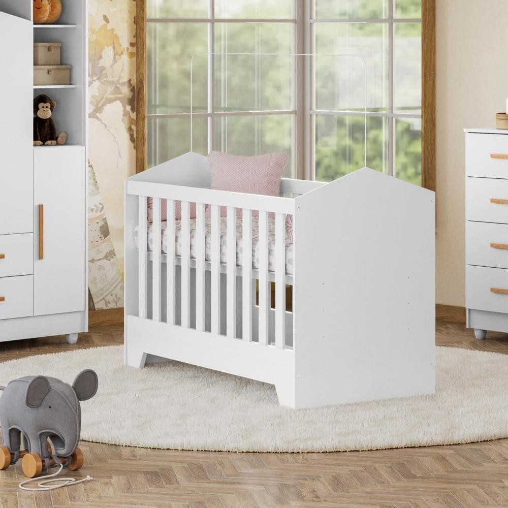 Berço Mini Cama 100% MDF Duda Quarto de Bebê Branco