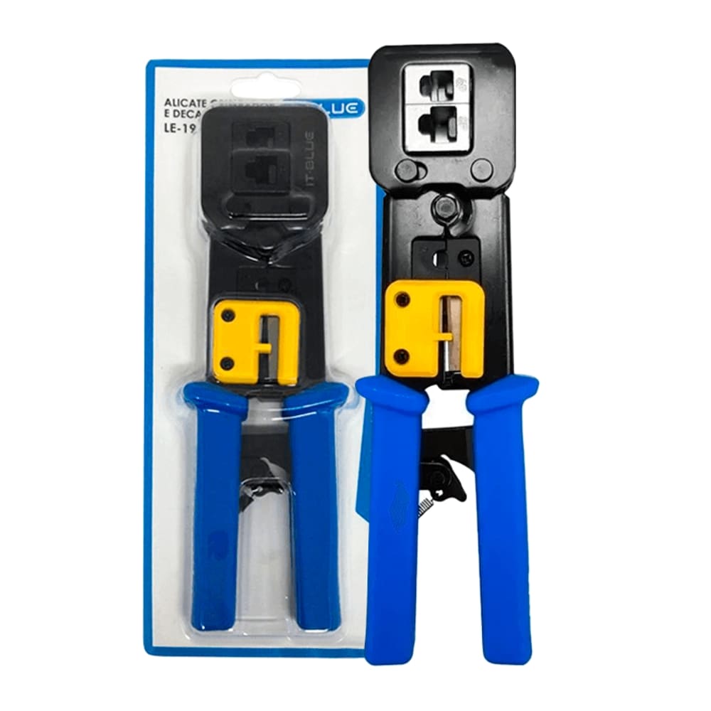 Alicate de Crimpar Cabo Conector RJ45, RJ12 e RJ11 Azul