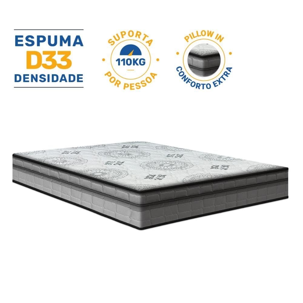 Colchão Espuma D33 Pillow In Anjos Ortosleep Casal 138x188x18cm