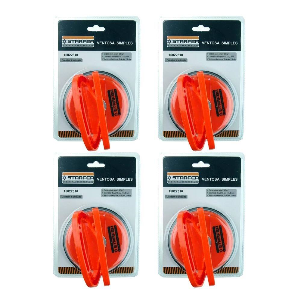 Kit 4 ventosas simples capacidade 25kg starfer