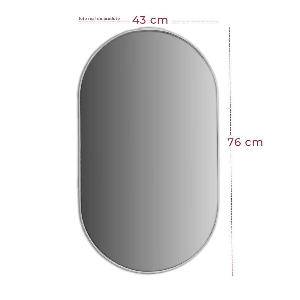 Espelho decorativo oval corpo inteiro luxo com moldura couro