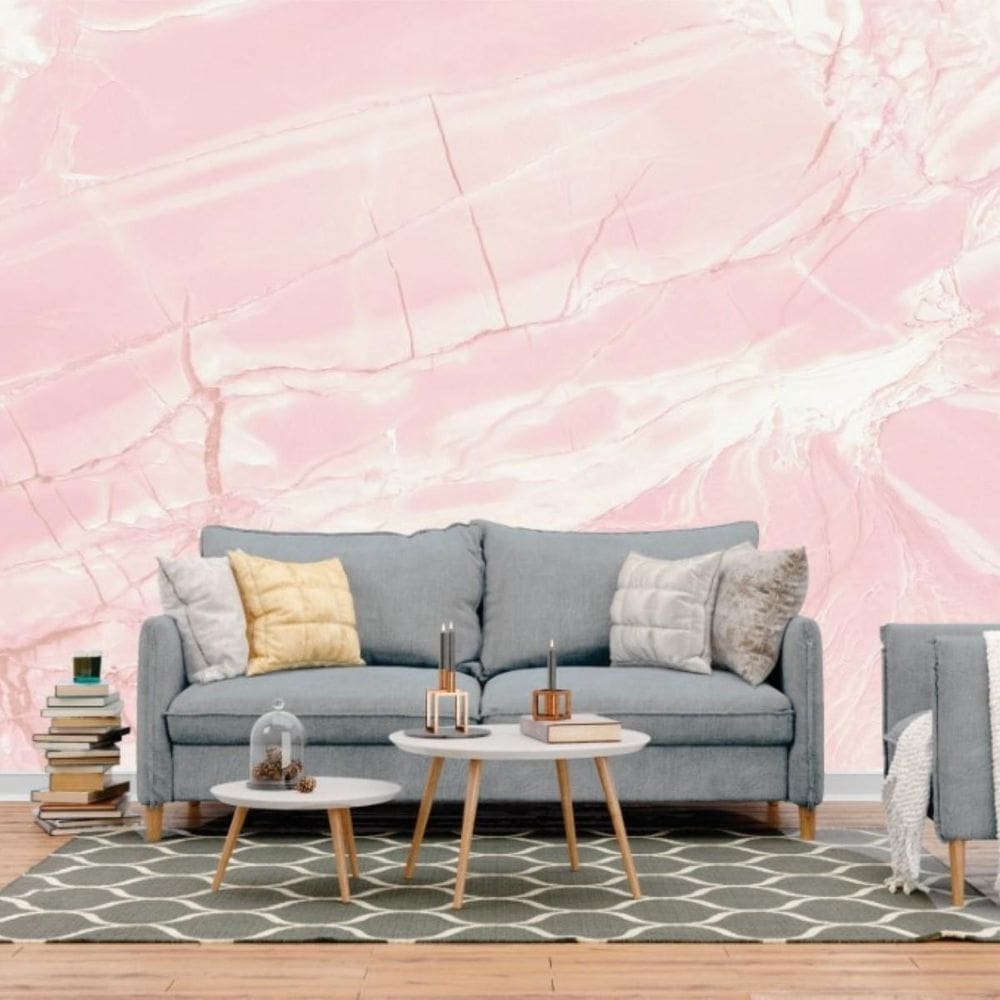 Papel de parede painel 3d mármore rosa carrara 4m