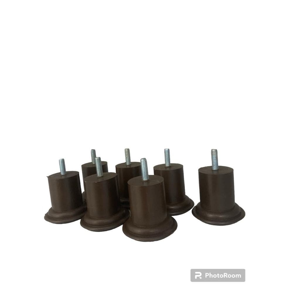 Pé Para Cama Box e Sofá 6cm x 6cm Marrom Redondo Kit 7 unidades