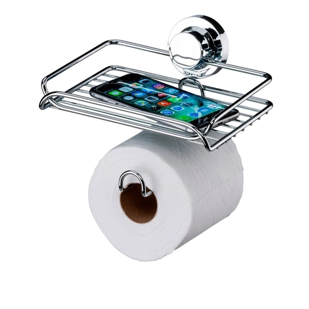 Suporte Para Papel Higienico E Porta Objetos Cromado