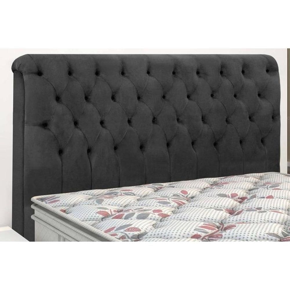 Cabeceira Cama Box Estofada Casal Casal Imperatriz Plus Suede Cinza - Simbal