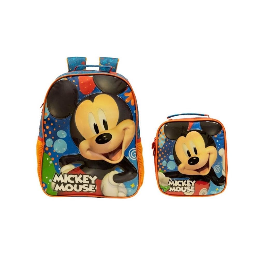 Kit escolar mickey mouse mochila de costas + lancheira
