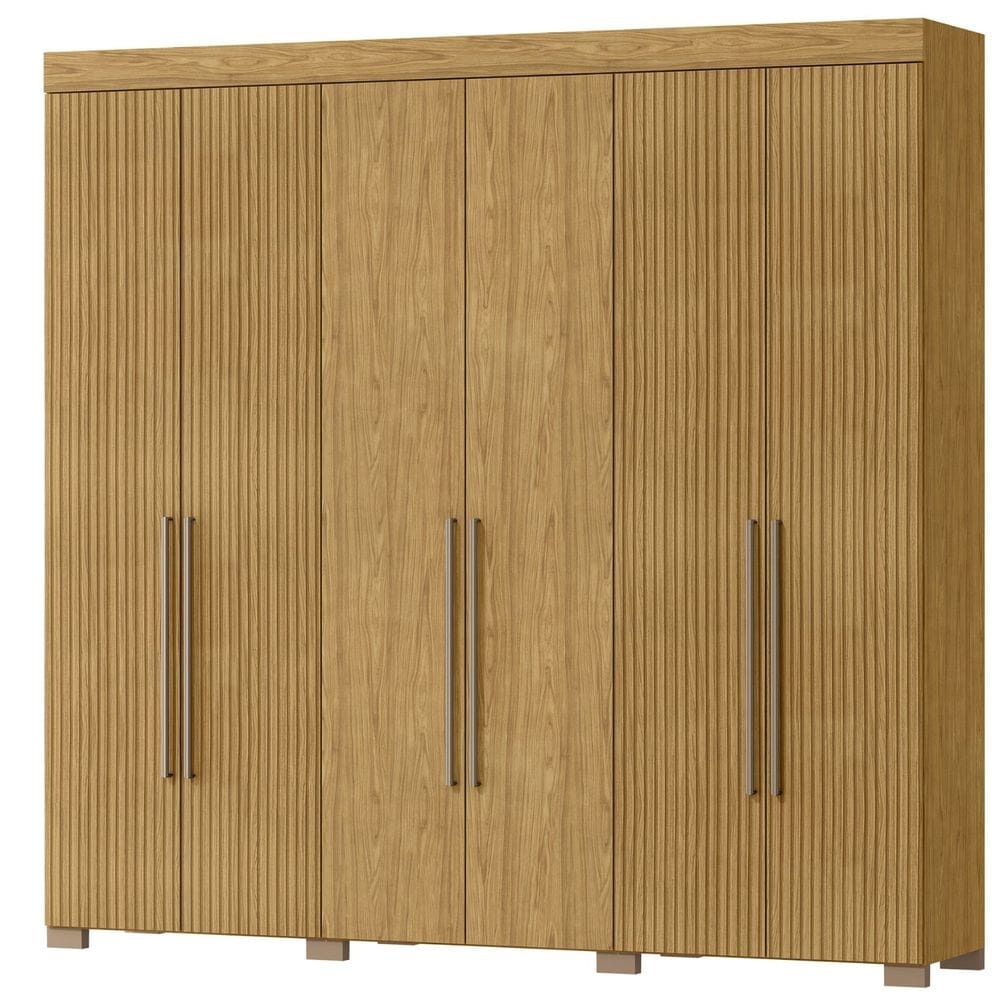 Guarda Roupa 6 portas 2 gavetas 230cm Marrocos RipadoMegasul