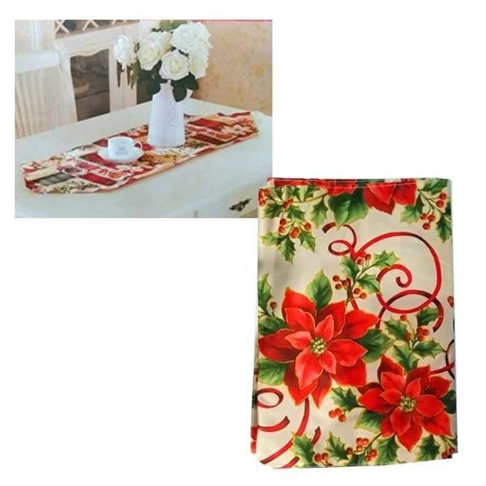 Trilho natal tecido 100 x 35cm forrado