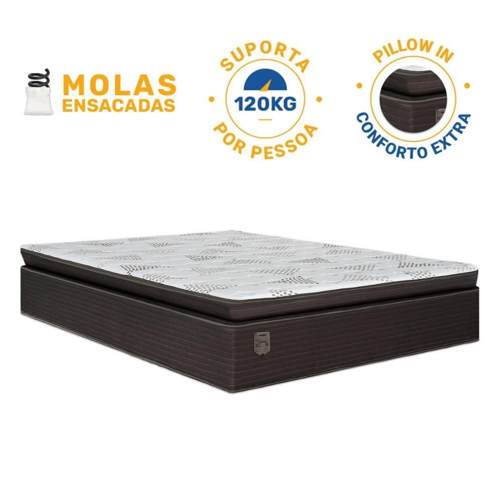 Colchão Ravena Molas Ensacadas Com Pillow Top Casal 138cm