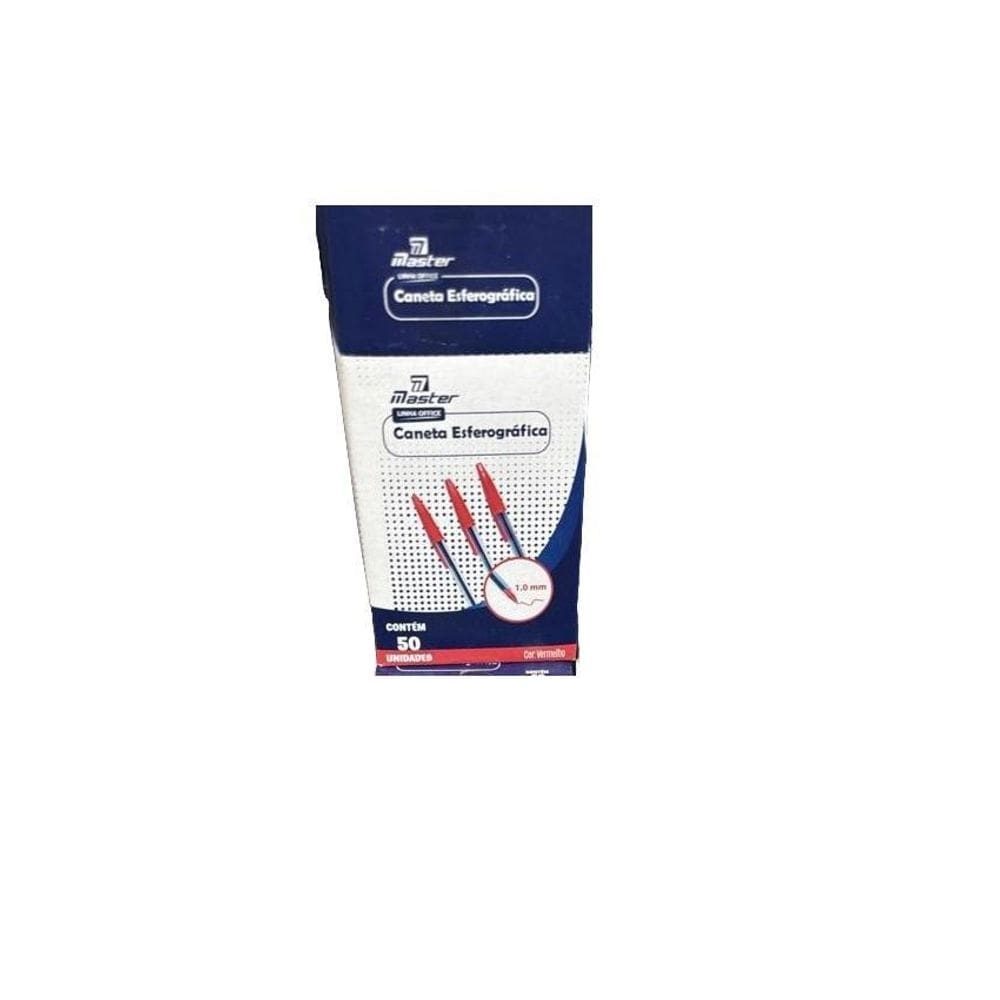 Kit 100 Canetas Esferográfica Vermelha Ponta Média 1.0Mm
