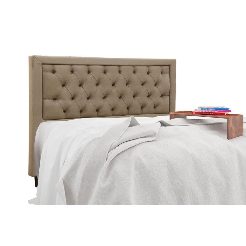 Cabeceira Cama Box Estofada Queen Queen Baronesa Plus Suede Bege - Simbal