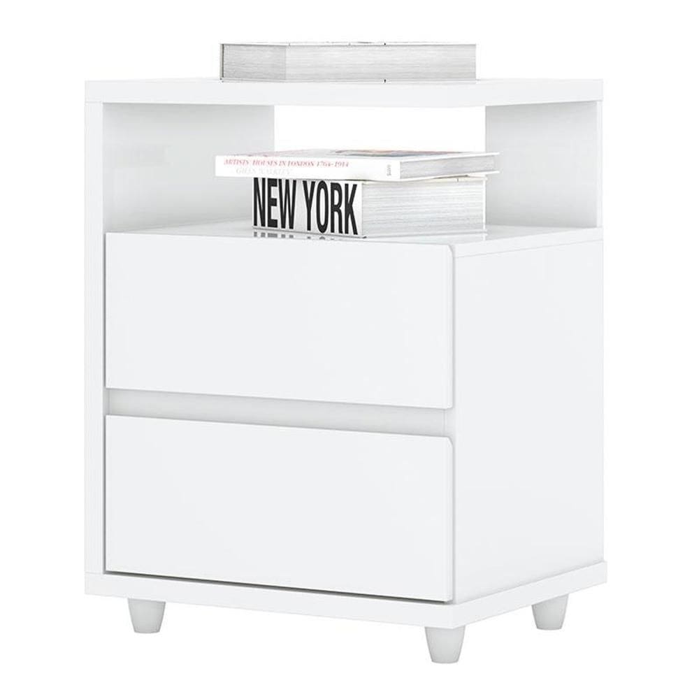 Mesa de Cabeceira Lacy Branco Brilho – Henn