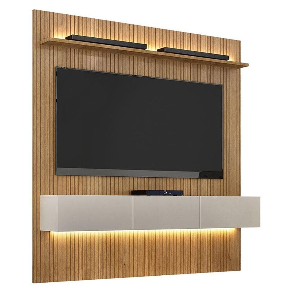 Home Suspenso Frisado Curitiba 180 Cinamomo Off White com Led - Valdemóveis