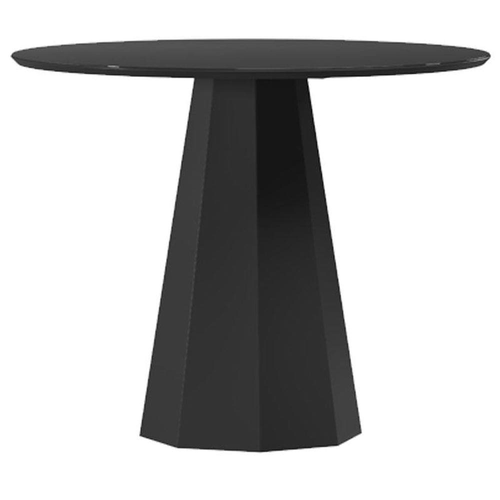 Mesa de Jantar 120x120 cm Isis com Vidro Preto – New Ceval