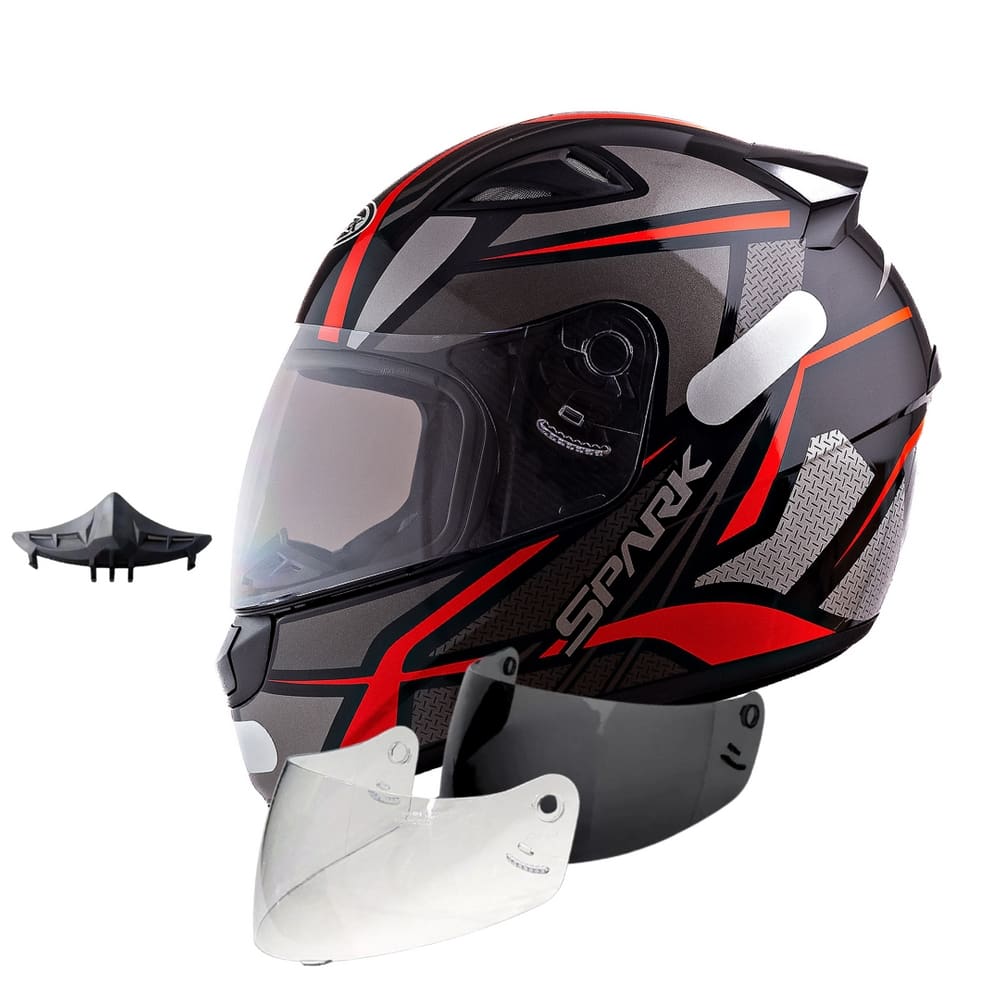 Capacete Masculino Ebf Spider Vermelho Com Narigueira Extra Mais Viseira Cristal e Fumê