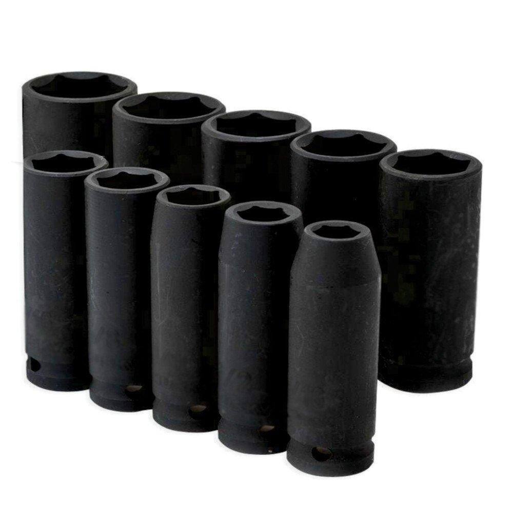 Jogo Soquete Impacto Sextavado 1/2 Pol. 10 a 24 mm 11 Peças