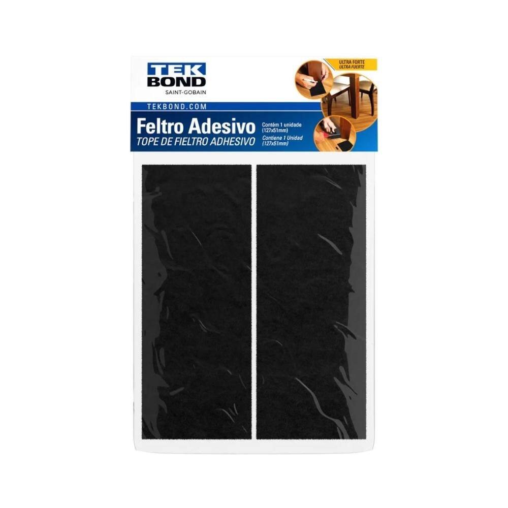 Feltro Protetor Adesivo Retângular Tekbond 127x51mm Preto