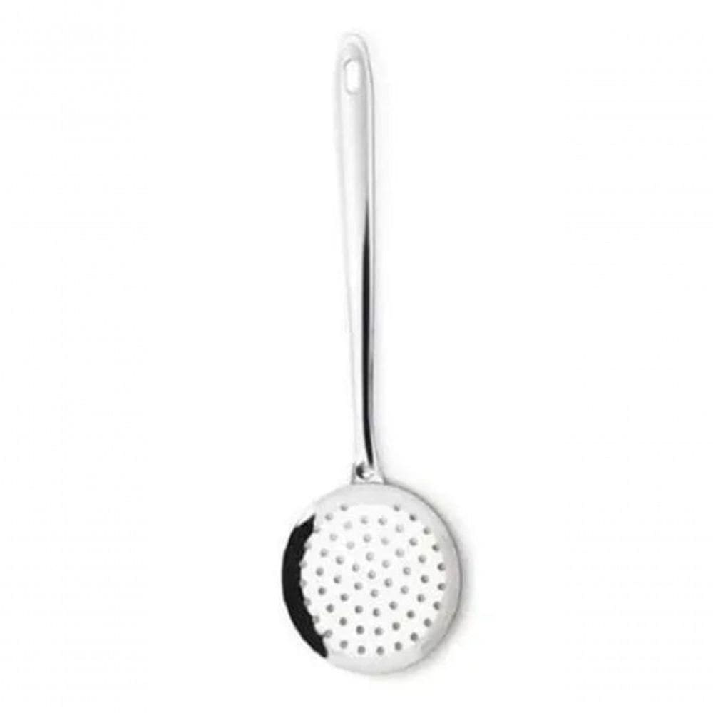 Espátula Em Aço Inox Fritar Fritura Peneira Escumadeira