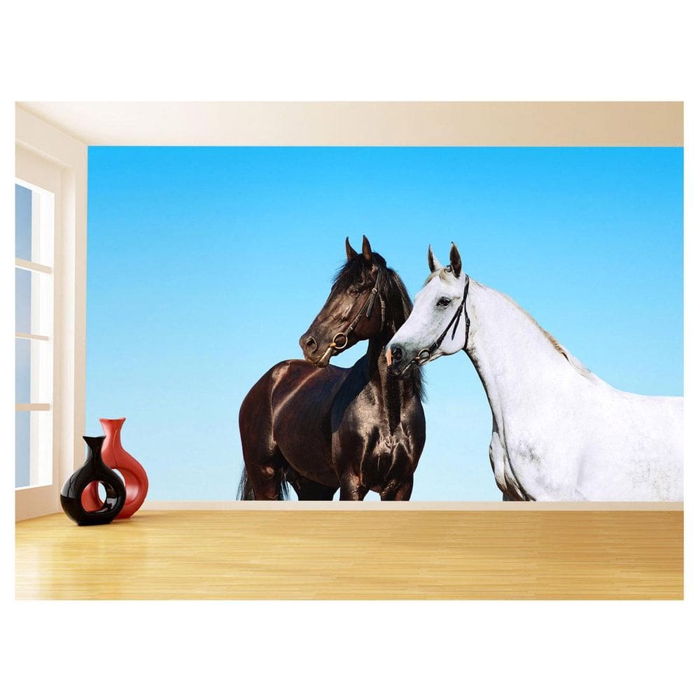 Papel De Parede Animais Casal Cavalos Fazenda 3,5M Anm308