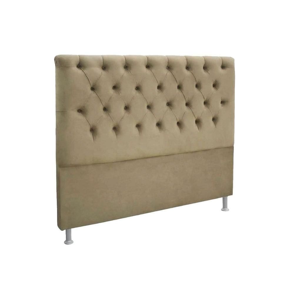 Cabeceira Cama Box Estofada Casal Casal Embaixatriz Plus Suede Marrom Taupe - Simbal