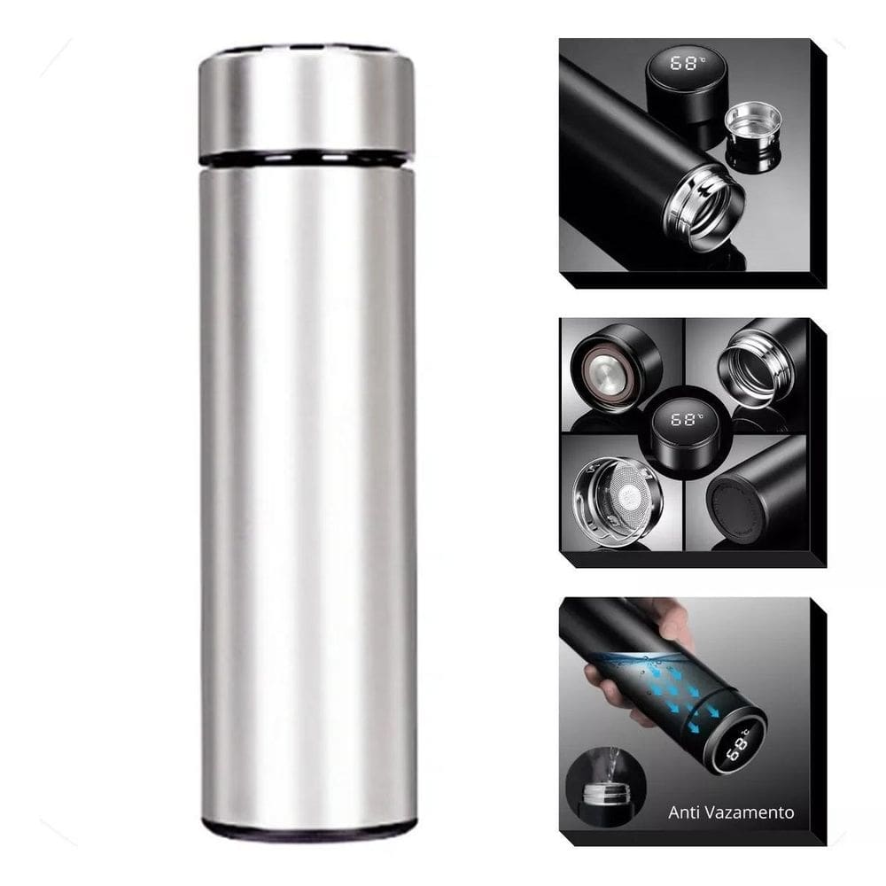 Garrafa Térmica Inteligente Aço Inox Mostrador De Temp 500Ml