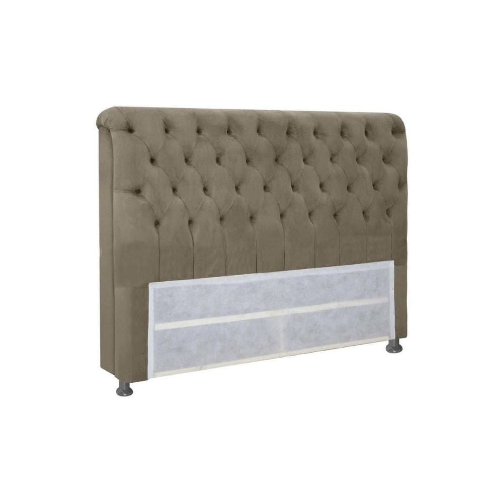 Cabeceira Cama Box Estofada Casal Casal Imperatriz Plus Suede Marrom Taupe - Simbal