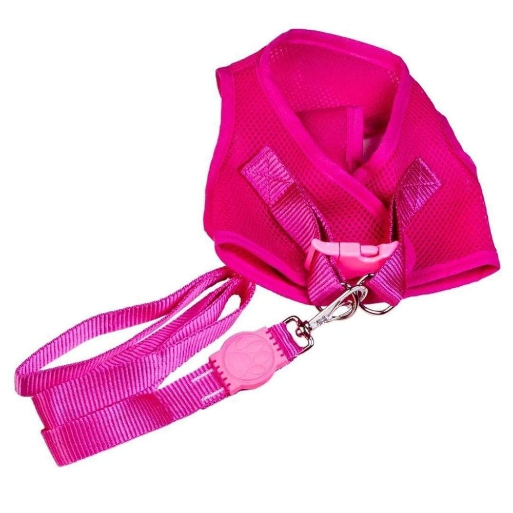 Coleira peitoral para pets rosa m